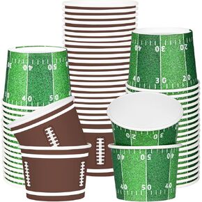 Gatherfun Football Party Supplies Kit for 50 Guests - Football Snack Cups - for Football Birthday and Tailgate Party Decorations