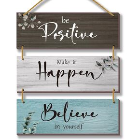 FENCORDAR 3 Pieces Office Wall Decor Inspirational Rustic Wall Decor Office Decor Motivational Wall Plaques with Sayings Wooden Positive Wall Hangings for Home Office Bathroom Bedroom(Fresh 12x4)