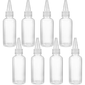 8Pcs Plastic Squeeze Bottles 2 oz Mini Clear Empty Squirt Bottle Small Squirt Bottle with Leak-Proof Caps Clear Tiny Squeeze Bottle Empty Mini Bottle Refill for Glue Travel Paint Art Lotion Liquids