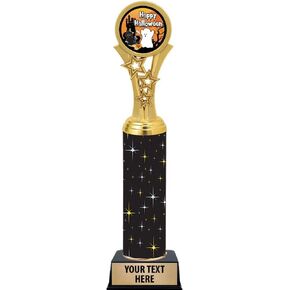 Crown Awards Halloween Trophies, 11" Black Midnight Happy Halloween Trophy, Customize Now Prime