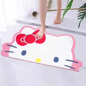 Cute Kitty Bathroom Mat，Non Slip Quick Dry Super Absorbent Thin Bathroom Mat，Cute Bath Mat Fit Under Door Shower Room，Bathroom Decor for Women Girls