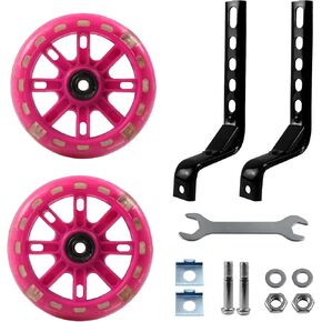 Woogim A Pair of Bicycle Training Wheels 4.33 Inch Diameter Flash Silent Wheels for 12-20 Inch Single Speed Bikes Metallic Blue