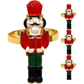 SEWACC 4pcs Napkins Decor Napkin Holders Napkin Ring Nutcracker Shaped Napkin Holder Napkin Buckles Napkin Buckle for Hotel Napkin Clasps Napkin Clips Christmas Fixed Buckle Alloy Banquet