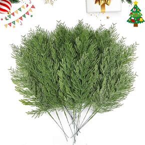 100 PCS Artificial Pine Branches Faux Pine Sprigs Leaves Christmas Decoration Fake Christmas Greenery Stems Plastic Pine Picks -for DIY Craft Festive Home Decor(Green-100PCS)