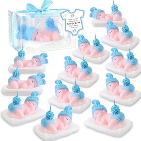 12 Pcs Sleeping Baby Cupcake Toppers Cute Baby Shower Candles with 12 Pcs Thank You Cards Baby Shower Favors for Boys Girls Baby Keepsake Wedding Festival Party Favors Guest Return Gifts