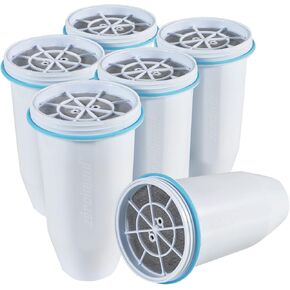 ZR-017 Water Filter Replacement for Water Pitchers and Dispensers, Advanced 6-Stage Filter to Remove 99.9% Lead, Chlorine, Fluoride, Heavy Metals, BPA Free (6 pack)