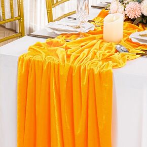 Velvet Table Runner: 10ft 29x120 Inches Long - Antique Gold Table Runner Luxurious Wedding Fabric Christmas Table Decorations