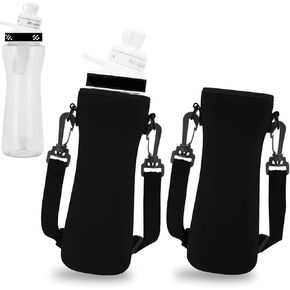 2 Pack Sleeves for 22oz Cirkul Water Bottles with Strap，Neoprene Sweat Absorbing Material，Fitted Design（Black）