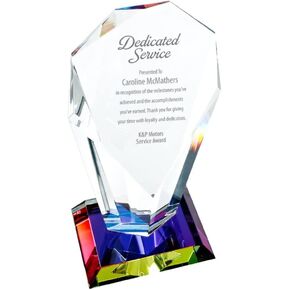 Baudville Custom Engraved Vibrant Luminary Crystal Trophy - Spotlight Trophy - Comes in Gift Box