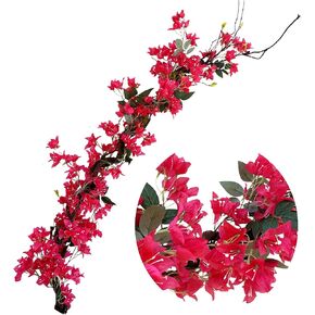 Artificial Bougainvillea Tree Rattan Branches with Silk Flowers and Leaves Vines Jungle Climber Long Trunk Liana for Home Wedding Garden Wall Background Hanging Decor (Deep Pink)