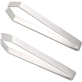 2 Pieces Fish Bone Tweezers, Stainless Steel Flat and Slant Tweezers Pliers Remover Tool (4.6")