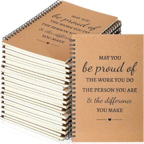 12 Pcs A5 Inspirational Spiral Notebook Bulk Appreciation Gift 6x8 Inch Motivational Notepad 100 Page/50sheet Lined College Ruled Journal for Employee Coworker Teacher Nurse(Brown)
