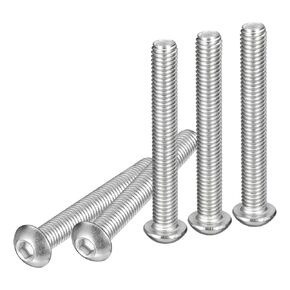 M8-1.25x100mm Button Head Socket Cap Screws - 6Pack - Good for Machine - 304 Stainless Steel 18/8 - Hex Drive Full Thread Fasteners