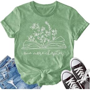 LBP Bookworm Women Reading Shirt One More Chapter Shirt Floral Book Shirt Book Lover Gift Teacher Tops