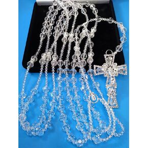 Javier Wedding Lasso/Lasso de Matrimonio Catolico de Crystal Swarovsky #12 MM/Religious Wedding Lasso Lazo color plata.