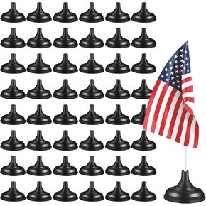 48Pcs Mini Flag Holder Stands Table Flag Stand Base for Small Flags, Holds 4 x 6 Inches Mini Stick Flags,Small Flag Base for Sports Team Stick Flags Party Decoration (Gold)