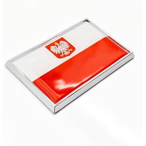 Poland State Ensign Flag Sticker Emblem Decal Polish Eagle Car Chrome Flags, 2 Pack, 3 x 2 inches