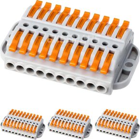 GKEEMARS 4Pcs Lever Wire Connectors, Wire Splicing 10 Conductor Connectors for Circuit Inline 28-12 AWG