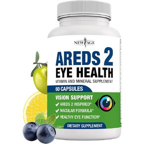 NEW AGE AREDS 2 Eye Vitamin Contains Bilberry 6000mg Lutein (32mg), Grape seed (6000 mg), Eyebright (1000 mg), and Zeaxanthin (8 mg) - 120 Count