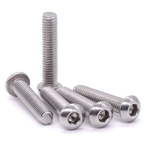 M6-1.0 x 10mm Button Head Socket Cap Screws 304 Stainless Steel 18-8 Hex Socket Cap Screws, Allen Hex Drive, Full Thread, Coarse Thread UNC, 50 PCS