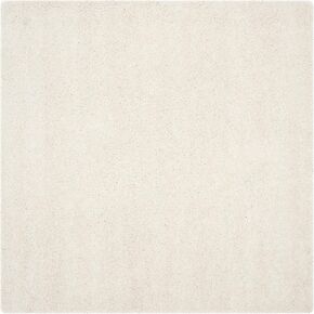 SAFAVIEH Milan Shag Collection Area Rug - 7' Square, Ivory, Solid Design, Non-Shedding & Easy Care, 2-inch Thick Ideal for High Traffic Areas in Living Room, Bedroom (SG180-1212)