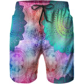 Mens Swim Trunks, Quick Dry Summer Board Beach Shorts with Mesh Lining and Pockets