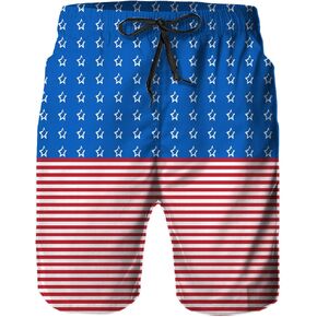 Mens Swim Trunks, Quick Dry Summer Board Beach Shorts with Mesh Lining and Pockets