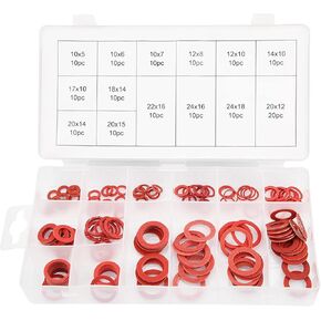 150Pcs Fiber Washer Insulation, red fiber washers metric fiber washers Washer Flat Washer Assortment, 14 Sizes Red Flat Ring Washers Assortment Kit Steel Paper Sealing Washers Set