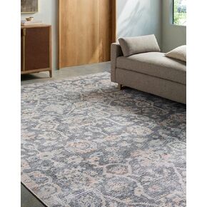 Livabliss x Vivir Eleni Vintage Washable Area Rug, 2'7" x 7'10", Dusty Blue, (3' x 8')
