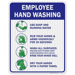 Sigo Signs Employees Hand Washing Rules Sign, (2 Pack) 10x7 Inches, 4 Mil Vinyl Decal Stickers Weather Resistant, Made in USA