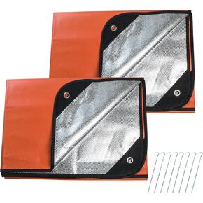2 Pack Upgrade Survival Blanket – Insulated Thermal Reflective Tarp - 60" x 82". All-Weather, Reusable Emergency Blanket for Car or Camping, Orange