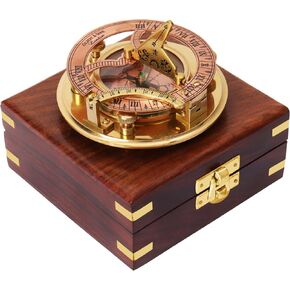 HYZIZ Discover Your Path with Intricately Crafted Antique Compass in a 3.5 Inch Wooden Box: A Unique and Attractive Navigation Companion Best Gift Items