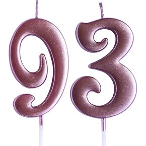 Rose 93rd Birthday Candle, Number 93 Years Old Candles Cake Topper, Woman Or Man Party Decorations, Supplies