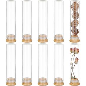 BENECREAT 10Pcs 80ml/2.7oz Glass Bead Storage Tubes, Glass Test Tube with Bamboo Stopper, Clear Flat Mini Glass Bottles Jars for Party Favors, Candy, Spices, Beads