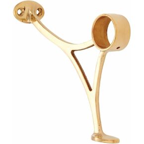 Renovators Supply Manufacturing Bar Foot Rail Bracket Brackets 7-1/8 in. Polished Brass Stair Railing Brackets
