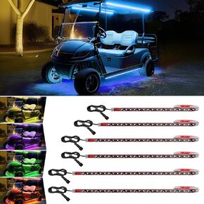 Golf Cart Underglow LED Light Strip Kit with Canopy Lights, 210 Modes Glow Neon Underbody Lighting with App Control, Music/Sound Active, Water Resistant Flexible Tubes, 6pcs