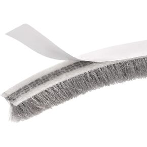 METALLIXITY Adhesive Brush Seal Weather Stripping (5/16"x9/32"x49.2ft), Door Brush Strip - for Sliding Sash Door Window Wardrobe Seal, Gray