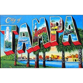 City of Tampa Sticker (Vintage Post Card Design Greetings Florida fl FLA Bay Native Love Vinyl Decal)