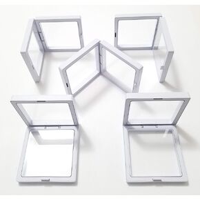 JM Future 10 Pcs 3.5 x 3.5 x 0.75 Inches Transparent 3D Floating Frame Display HolderBoxFrames for Challenge Coins, AA Medallions, Antique, Jewelry, Gift, White