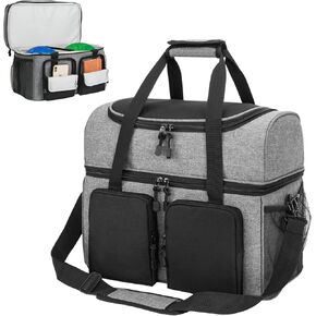 Bowling Ball Bag 2 Ball - Double Bowling Ball Bag with 2 Side Pockets, Back Compartment & Padded Cushion - Fits Men's Size 16 Bowling Shoes & Accessories 4 Protective Bases Bag Only