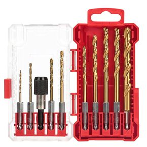 10 PCS Drill Bit Set Quick Change Impact Drill Bit Sets with Wall-Mounted Box Titanium Nitride Coated for Metal Wood and Plastic with Quick Release Bit Holder Magnetic