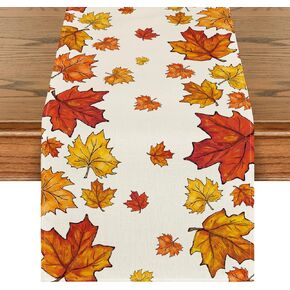 Artoid Mode Maple Leaves Fall Table Runner, Seasonal Autumn Thanksgiving Kitchen Dining Table Decoration for Home Party Decor 13x120 Inch