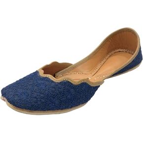 Blue Punjabi Jutti for Ladies Indian Jutti Ethnic Shoes Flat Mojari