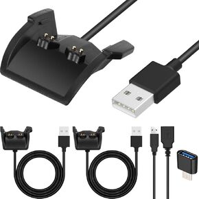 Charger Compatible with Garmin Vivosmart HR/HR+/HR Plus/Approach X40, Smart Watch USB Charging Cable Tracker Replacement, Charging Clip Cradle Cord, with USB C to USB Adapter, 2 Pcs