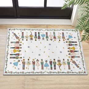 Artoid Mode Grey Snowman Deer Tree Christmas Area Rug, Winter Home Decor Low-Profile Washable Area Rugs for Entryway Bedroom Living Room Laundry Room Indoor 5x7 Feet