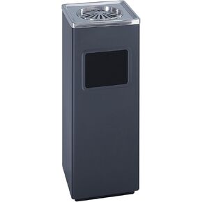 Safco Products 9696BL Outdoor Dual Ash & Trash Waste Receptacle with "Sandless" Ash Urn, 3-Gallon Capacity, Black Steel & Chrome Accents