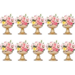10 Pcs Gold Vases for Centerpieces Wedding,Tabletop Metal Wedding Flower Vase,4.72in Height Gold Flower Vase Wedding Centerpiece Table Decorations Mini Vase for Birthday Party