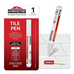X-Protector Pen for Grout - 2 PCS, Black - Ideal Grout Paint Pens to Make Grout Black Again - Premium Grout Renew Pen with 2 Tips Types - Grout Paint Pen that Makes Your Grouts Perfect Again!