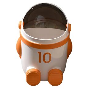 Spaceman Design Plastic Trash Can, Orange, 11"