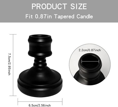 Set of 2 Metal Tapered Candle Holder, Black Candlestick Holders Decorative Candle Stand Fits for 3/4" Thick Taper Candles & LED Candles for Wedding, Dinning, Party in Saudi Arabia